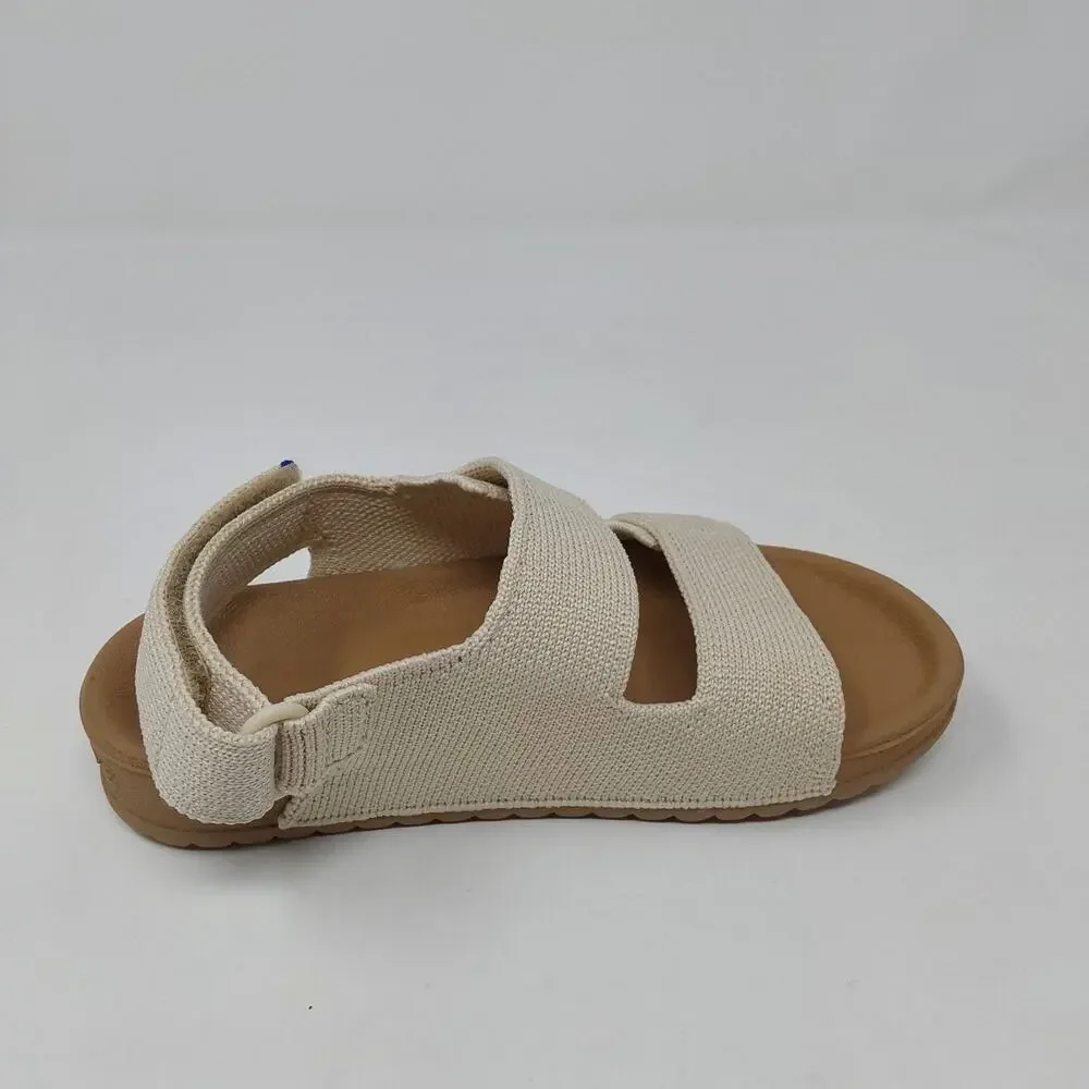Rothy's Kids Double Strap Sandal Conch Beige Knit US Kids 10 EU 27 NIB